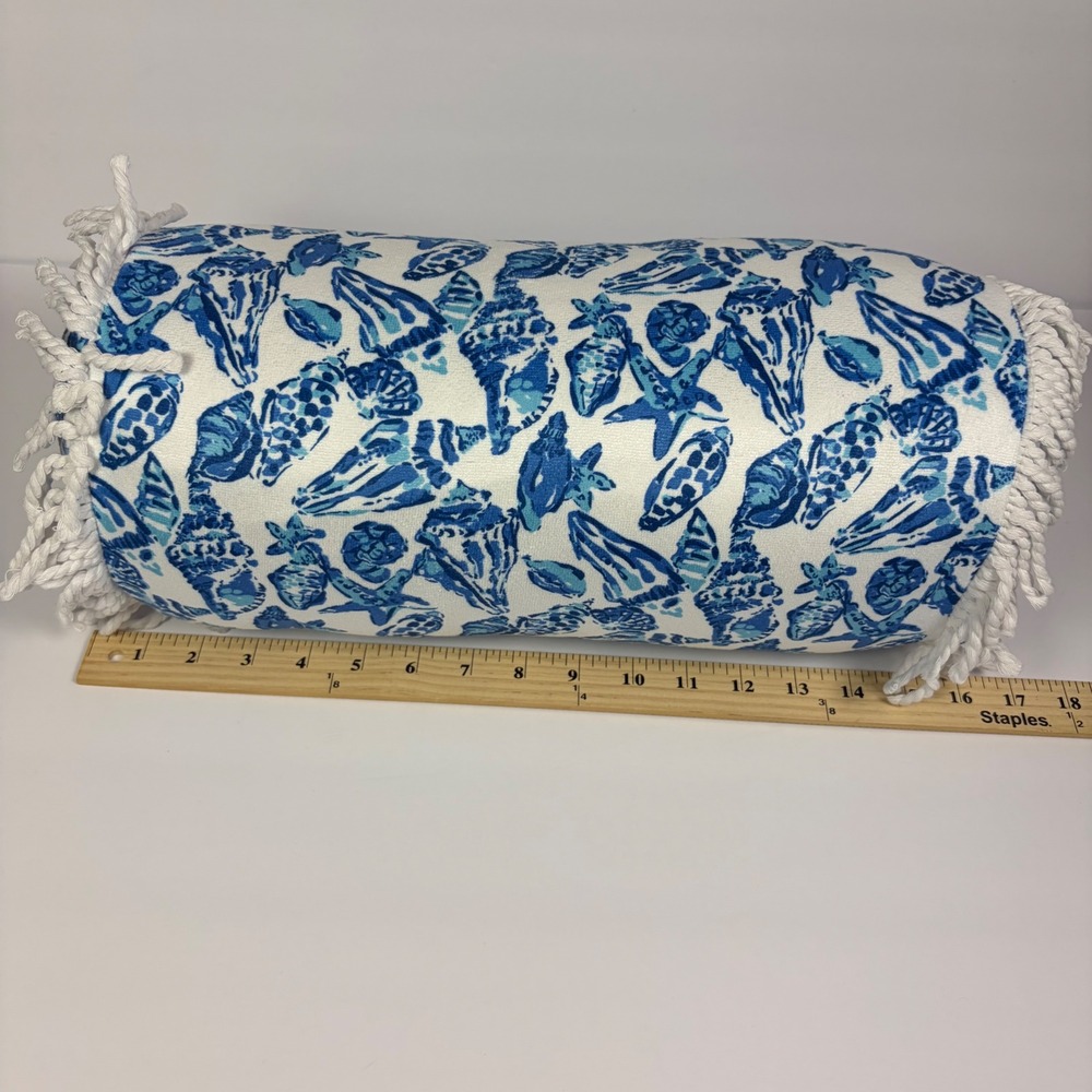 Lilly Pulitzer Beach Pillow Shell Collector Coastal Beach Fringe Coastal Bolster - Picture 8 of 10